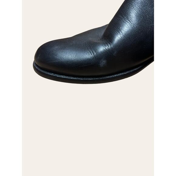 Corso Como Black Leather Mid-Calf Belted Equestrian Biker Boots Size 8 - Picture 5 of 6
